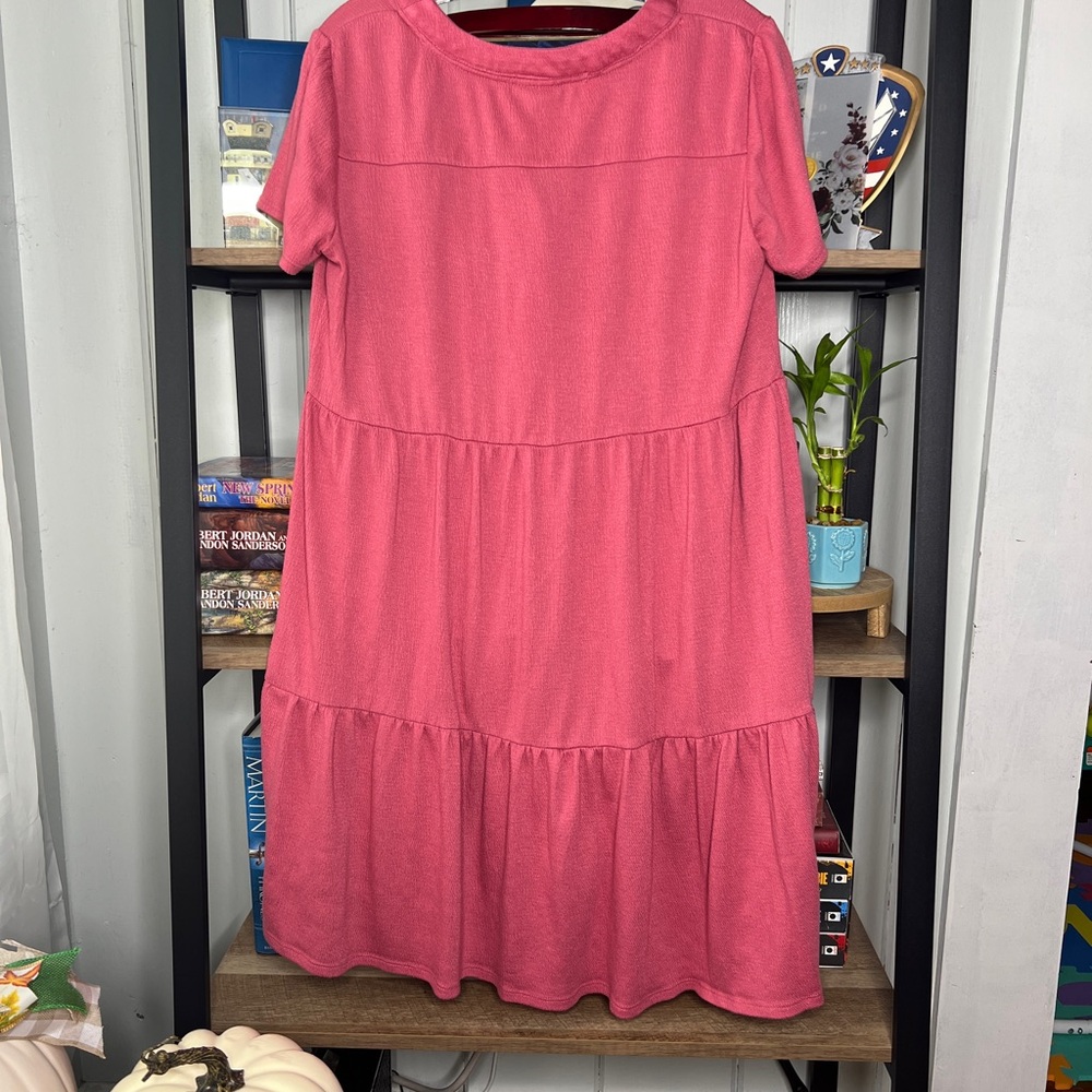 Knox Rose Coral Button-Front Tiered Mini Dress - Picture 5 of 5
